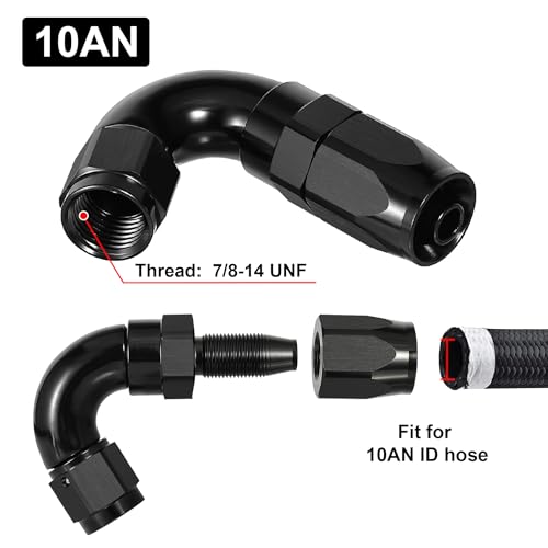 10AN 120 Degree One Piece Full Flow Hose End Fitting Swivel for CPE Braided Hose (10AN / 120 Degree)