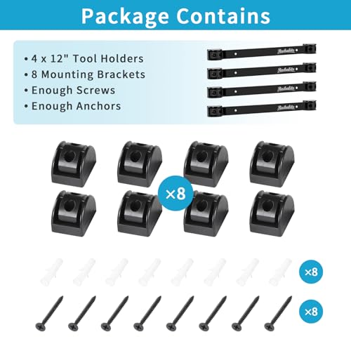 4 Pieces 12" Magnetic Tool Holder Strip (Black 4PC / 12")