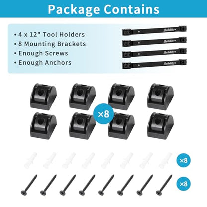 4 Pieces 12" Magnetic Tool Holder Strip (Black 4PC / 12")