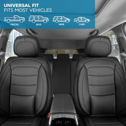 Elite Edition Faux Leather Seat Covers for Cars (Prestige Fronts-Black / Front Seats)
