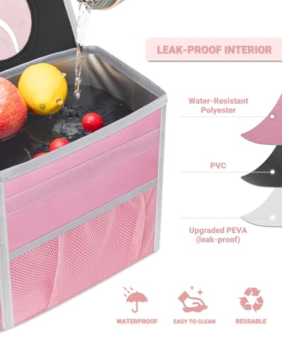 Car Trash Can with Lid (3 Gallons / Pink)