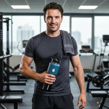 Water Bottle 32oz (Dark blue&Balck / 32 Ounces)