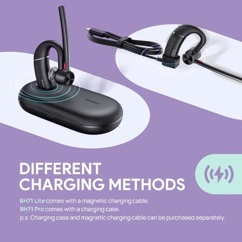 Single Ear Bluetooth Headsets BH71 Lite Wireless Earpiece Teams PC (Black / BH71 Lite（Without Dongle&Case）)