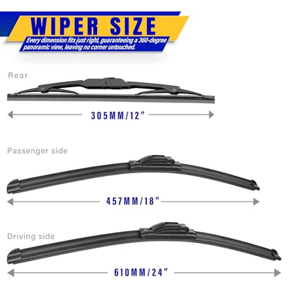 3 Wipers Fits Buick Envision 2016 (24+18+12)