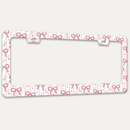 Pink Bow License Plate Frame Cute Bow License Plate Holder with Screws (Pink Bow)