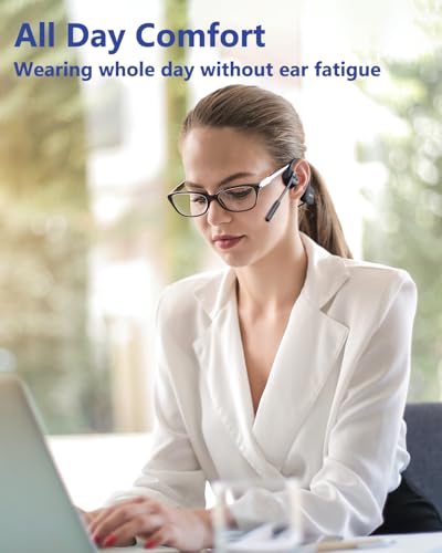 Bluetooth Headphones with Mic Open Ear Headphones Bluetooth 5.2 Headset with Dual CVC8.0 and ENC Noise (Black Q3pro)