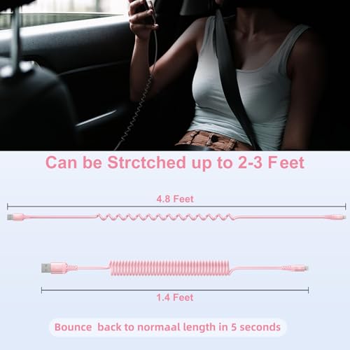 iPhone Charger Cable for Car 3FT (3FT / USB A to Lightning / Pink)