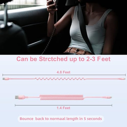 iPhone Charger Cable for Car 3FT (3FT / USB A to Lightning / Pink)