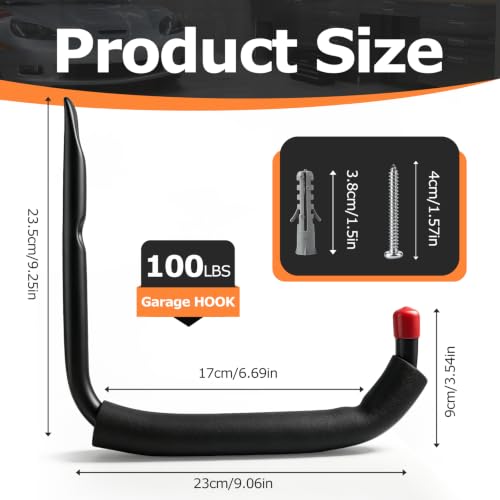 2Pcs Heavy Duty Garage Storage Hooks 100 LB Capacity Utility Hooks (X-Large)