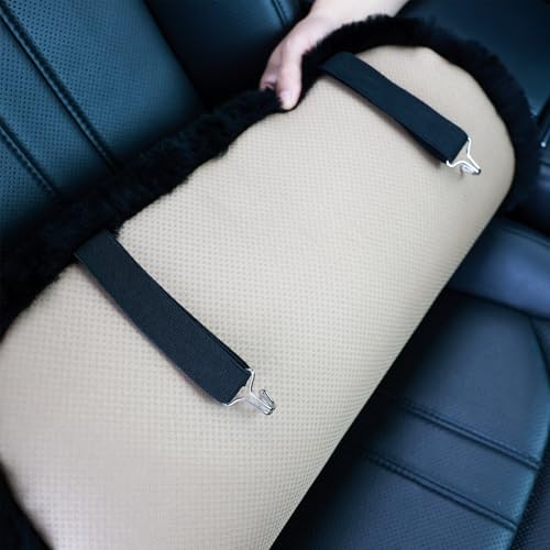 Genuine Sheepskin Car Seat Cover for Fuzzy Soft Fur Wool Cushion (Graphite)