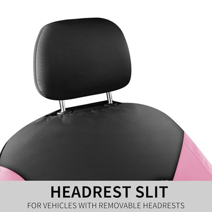 Faux Leather Front Car Seat Covers (N1 Black Pink / Front Seat)