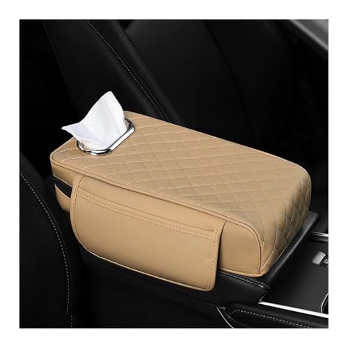 Memory Foam Car Armrest Cushion 2025 New Car Center Console Cushion Pad Car Truck Armrest Cover Auto Center Console Lid Center Armrest Cover Car Console Armrest Organizer Storage (Beige)