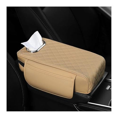 Memory Foam Car Armrest Cushion 2025 New Car Center Console Cushion Pad Car Truck Armrest Cover Auto Center Console Lid Center Armrest Cover Car Console Armrest Organizer Storage (Beige)