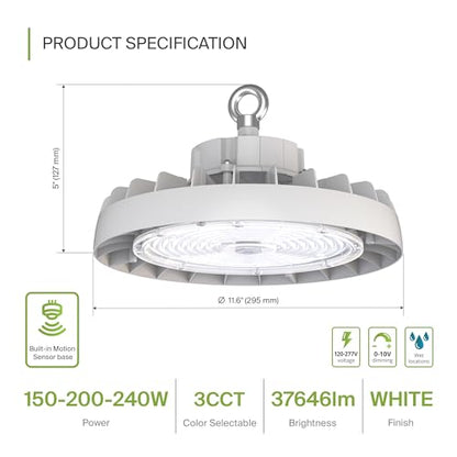 240W LED High Bay UFO Lighting (White)