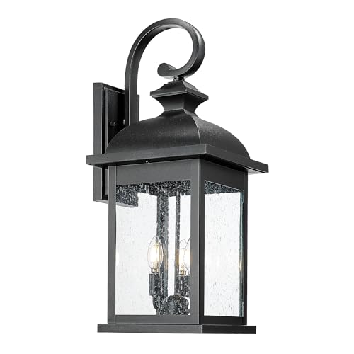 26" Outdoor Wall Light (Matte Black, Seeded Glass / 26", Single Unit)