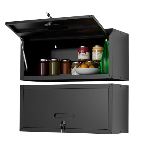 Metal Wall Cabinet (Black / Upflip Door-H13.5")