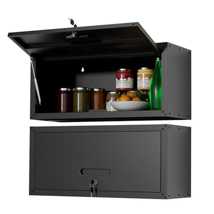 Metal Wall Cabinet (Black / Upflip Door-H13.5")