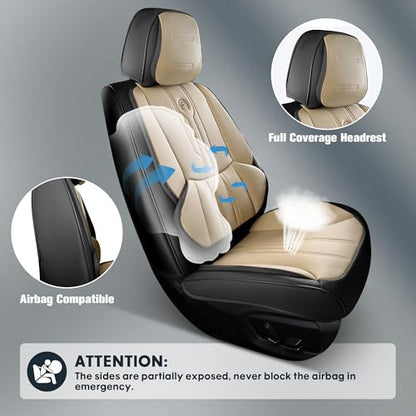 Car Seat Covers Full Set (FULL SET / BEIGE&BLACK)