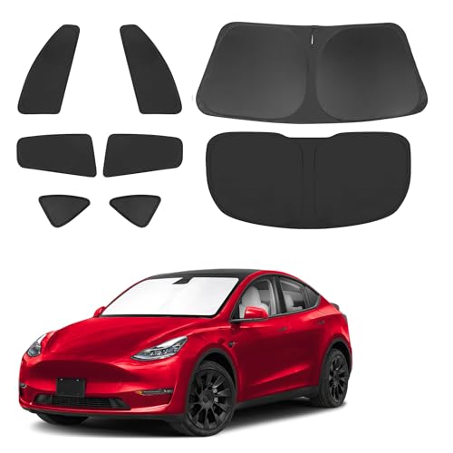 Window Shades for Tesla Model Y Juniper 2025 2026 Accessories Car Side Full Windows Rear Triangular Windshield Sun Shade Sun UV Rays & Privacy Protection for Camping (Tesla Model Y Juniper 2025 2026)