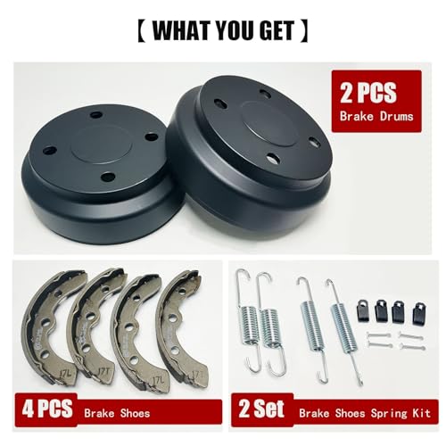 Golf Cart Brake Drums Kit with Brake Shoes & Springs for Club Car