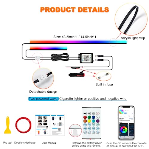 Interior Car LED Strip Lights (2 pieces (43.5+14.5 inches))