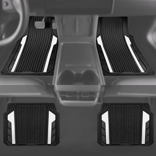 Heavy Duty Rubber Car Mats Metallic (Black White)