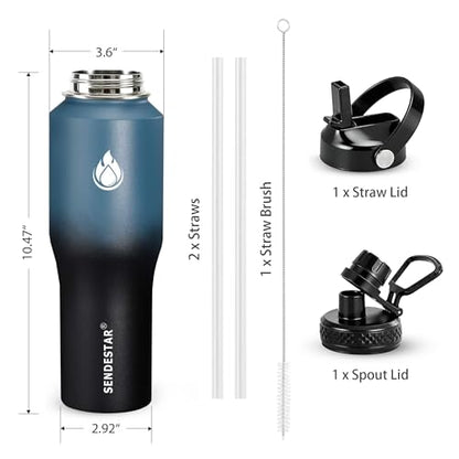 Water Bottle 32oz (Dark blue&Balck / 32 Ounces)