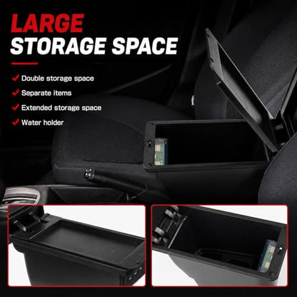 Car Armrest Box Compatible with Honda Fit Jazz Hatchback 2009 (with USB Ports)