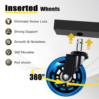 Rolling Stool with Blue Wheels (Blue Stool With Blue Casters)