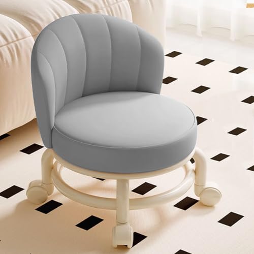 Low Rolling Stool with Backrest (Grey)