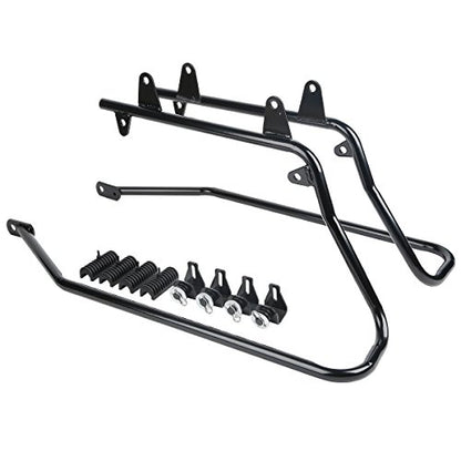 Motorcycle Saddlebags with Black Conversion Brackets Fit For Harley Softail Deluxe Heritage Softail 1984 (Vivid Black W/ Black Latches)