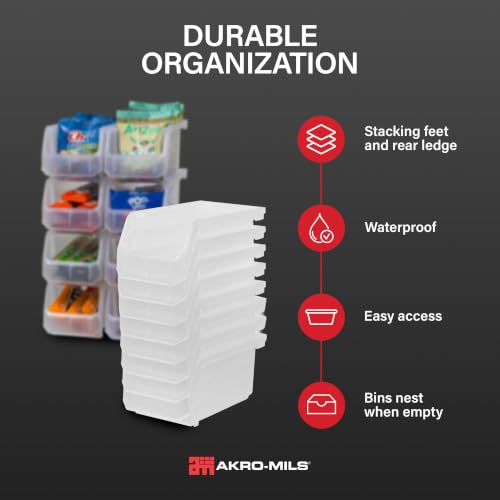 Medium Stackable Plastic Storage Bins (Clear / Medium, 8-Pack)