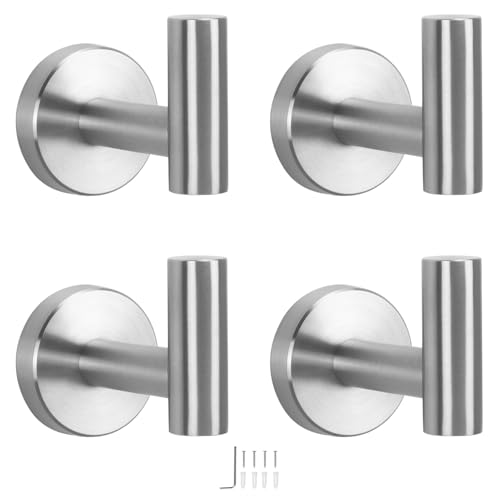 Bath Towel Hooks (Brushed Nickel / 4 Pack)