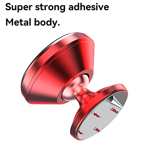 2 Pack】Magnetic Phone Holder for Car Dash Strong Magnetic Car Phone Mount (Red)