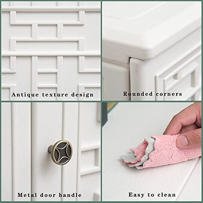 Indoor Outdoor Storage Cabinet Waterproof with Shelf (White)