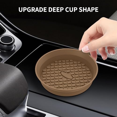 Car Cup Holder Coasters [4 Pack] Silicone Cups Mats (4pack-coffee)