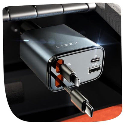 Retractable Car Charger (Grey / 31.5 Inch)