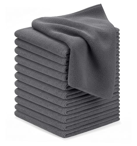 Microfiber Cleaning Cloths (Pack of 12 - 12x12 Inches / Grey)
