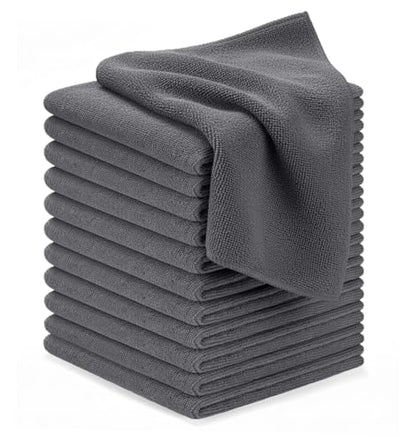 Microfiber Cleaning Cloths (Pack of 12 - 12x12 Inches / Grey)
