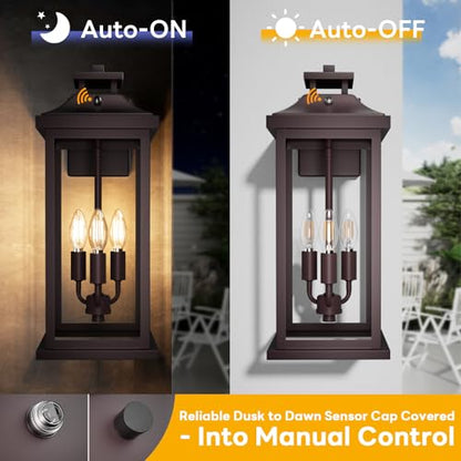 20" Oil Rubbed Bronze Dusk to Dawn Outdoor Wall Lights 2 Pack (Bronze / 2-Pack/Dusk to Dawn)
