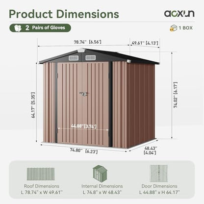 6.2x4 FT Shed Outdoor Storage Shed (Brown / 6'x4')