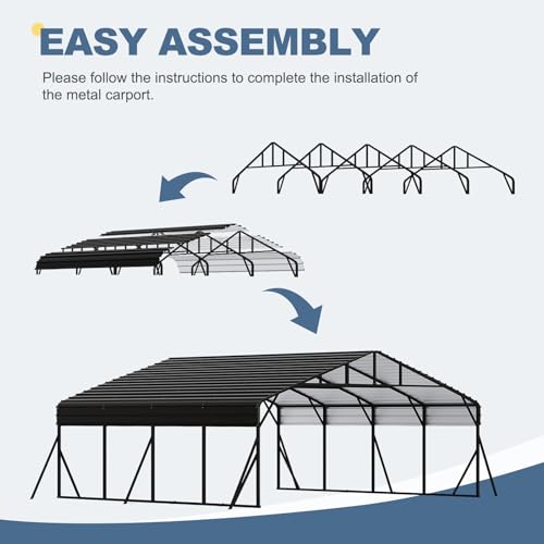 20x20 FT Metal Carport (Gray / 20x20FT)