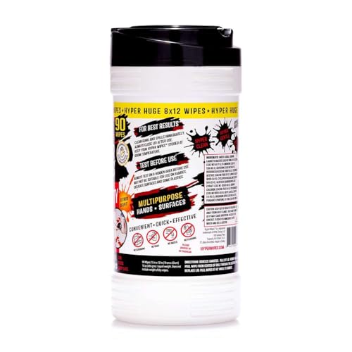 Hyper Wipes 1 Pack Heavy Duty Hand & Tool Cleaning Wipes (90 Count (Pack of 1))