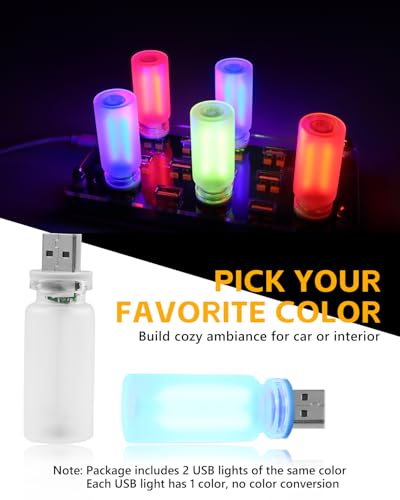 2PCS USB Light for Car (Blue / Frosted Glass)