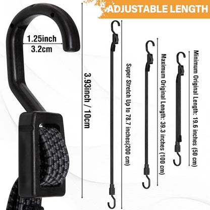 Bungee Cords with Hooks (40 Inch / 12pcs Black)