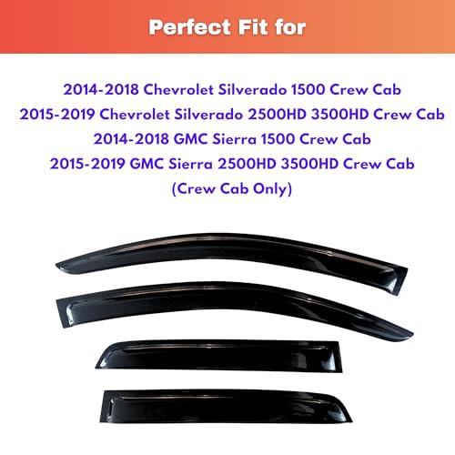 Rain Guards Fit for 2014 (2014-2018 Silverado/Sierra 1500 Crew Cab)
