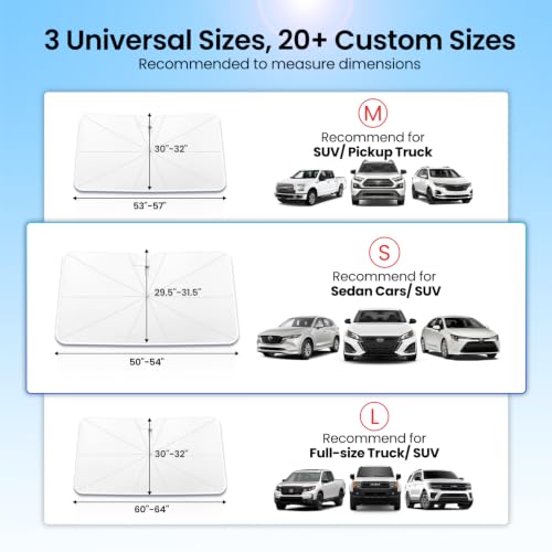Windshield Sun Shade Umbrella for Sedan Cars & SUV (S)