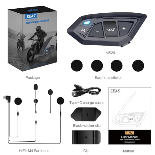 Motorcycle Bluetooth intercom MS20 2000m Helmet Intercom (1 pack)