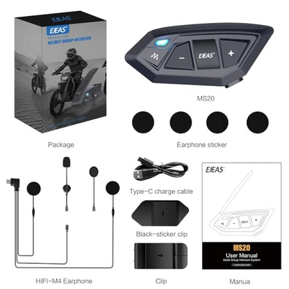 Motorcycle Bluetooth intercom MS20 2000m Helmet Intercom (1 pack)