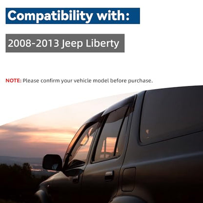 4pcs Window Visors Rain Guards for 2008 (for 2008-2013 Jeep Liberty)